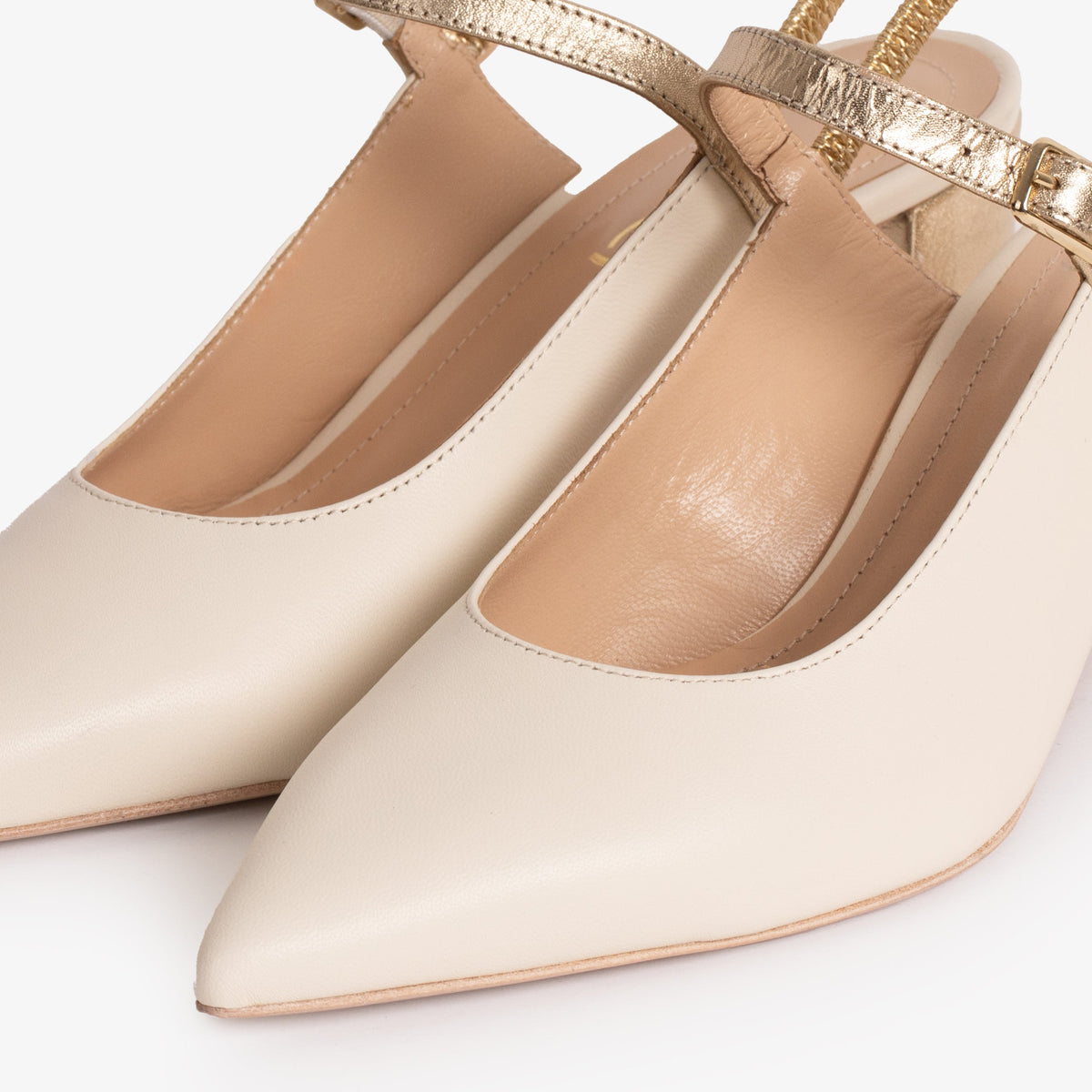 Vinci Leather The Pompei Cream Leather Slingback Women Sandal – product view 4