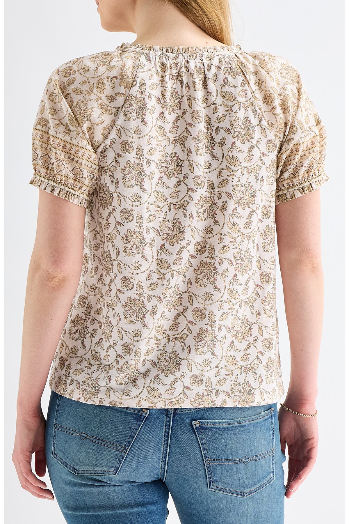 [159549-680] WOMENS LUCKY BRAND SHORT SLEEVE NOTCH NECK - PINK MULTI – product view 2