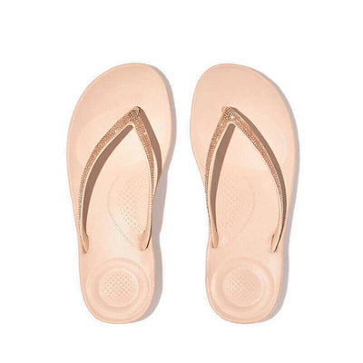 FitFlop Iqushion Foam Ombre Sparkle Slipper Women's Flip Flops — Rose