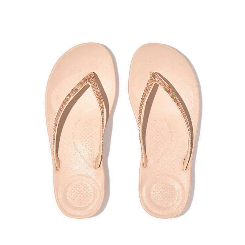 FitFlop Iqushion Foam Ombre Sparkle Slipper Women's Flip Flops — Rose