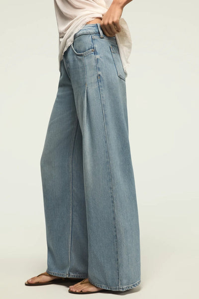 [7W15814-430] WOMENS LUCKY BRAND PLEATED LIQUID DENIM LUXE PALAZZO - RIVER