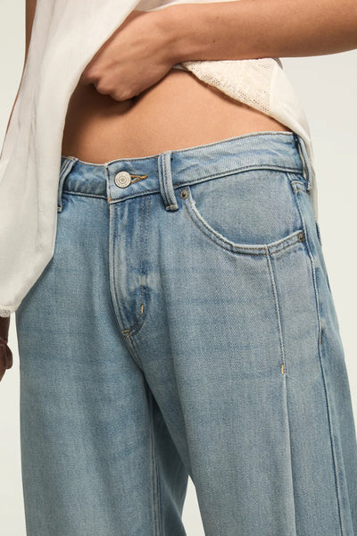 [7W15814-430] WOMENS LUCKY BRAND PLEATED LIQUID DENIM LUXE PALAZZO - RIVER