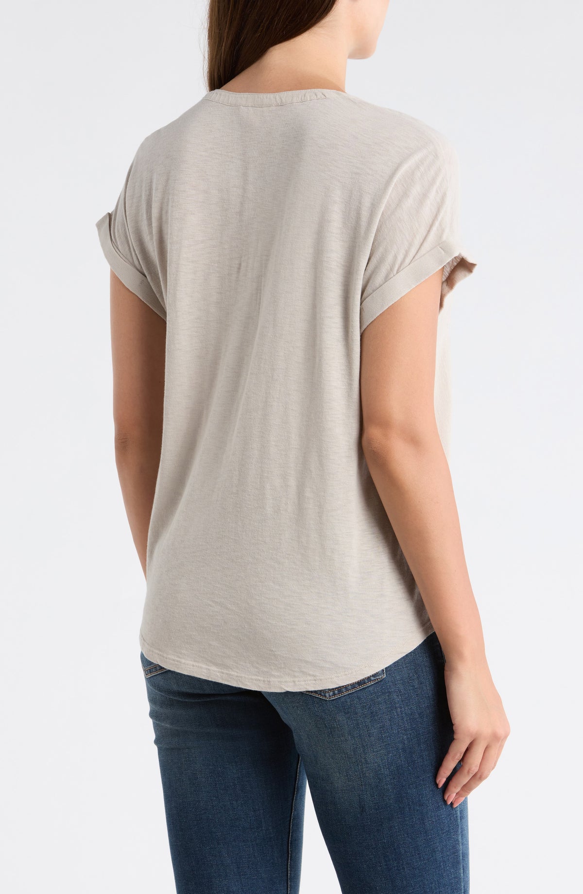 [7WD61511-290] WOMENS LUCKY BRAND MIXED MEDIA HENLEY - DOVE – product view 2