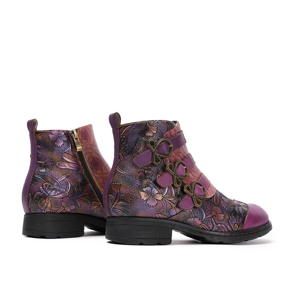 Genuine Leather Hand Painted Flat Boots – product view 27
