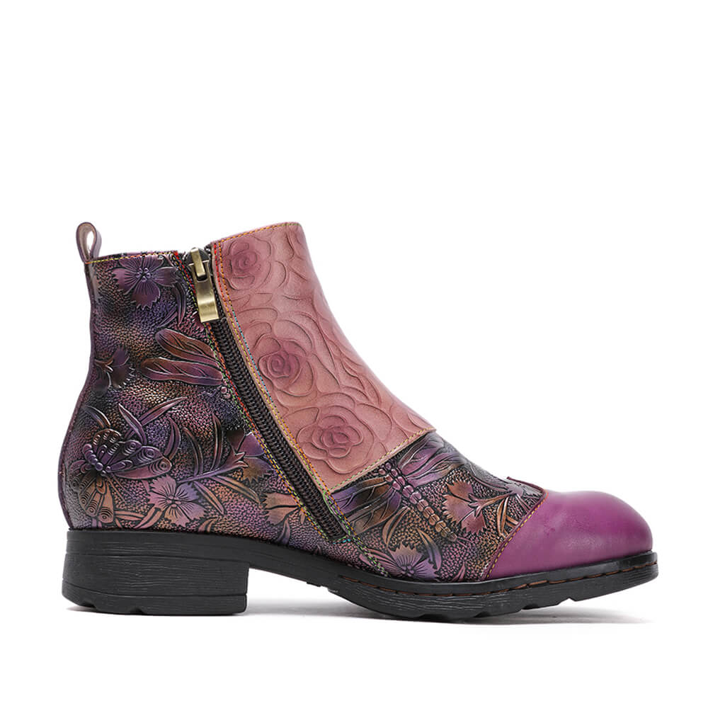 Genuine Leather Hand Painted Flat Boots – product view 30
