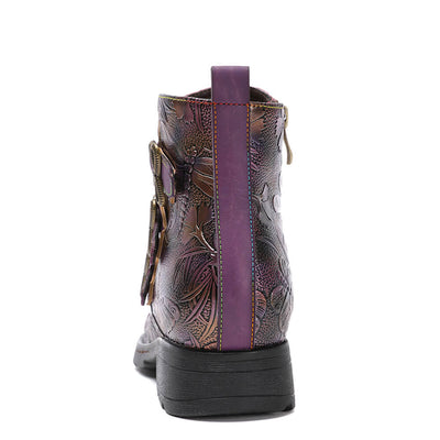 Genuine Leather Hand Painted Flat Boots