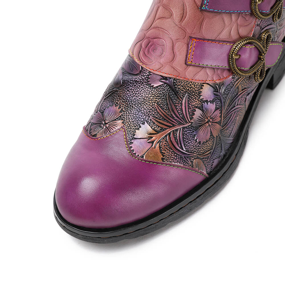 Genuine Leather Hand Painted Flat Boots – product view 32