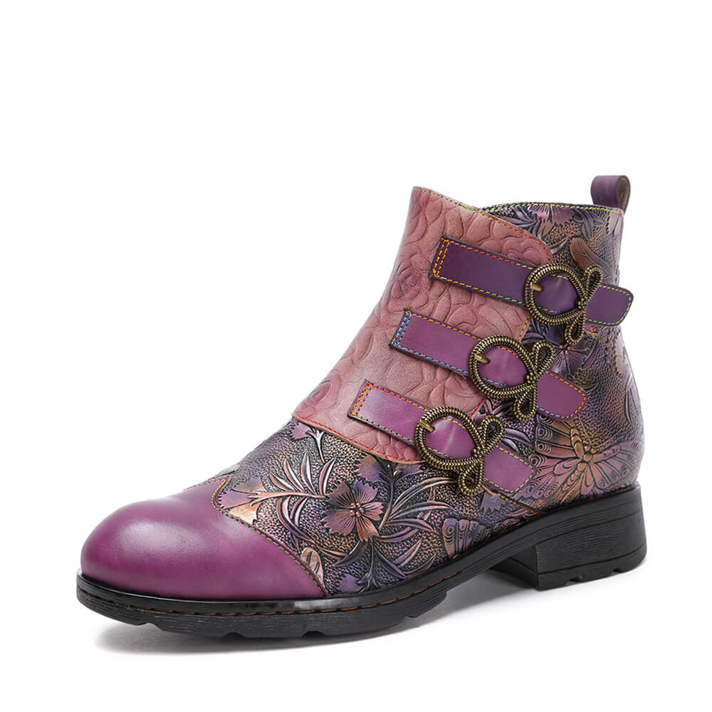 Genuine Leather Hand Painted Flat Boots – product view 28