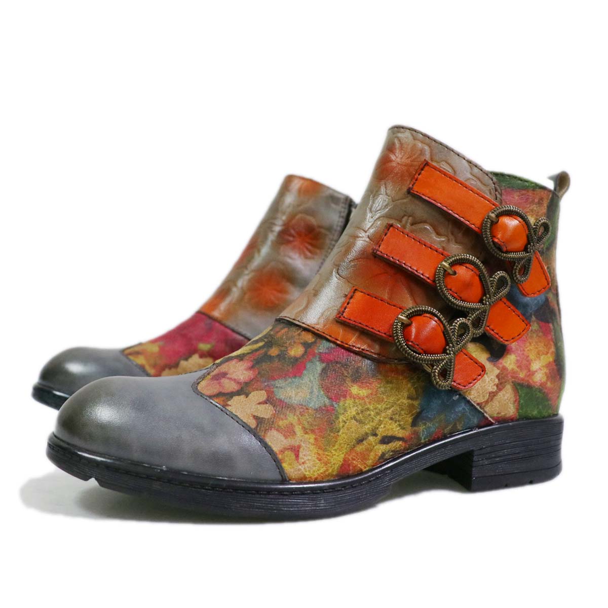 Genuine Leather Hand Painted Flat Boots – product view 1