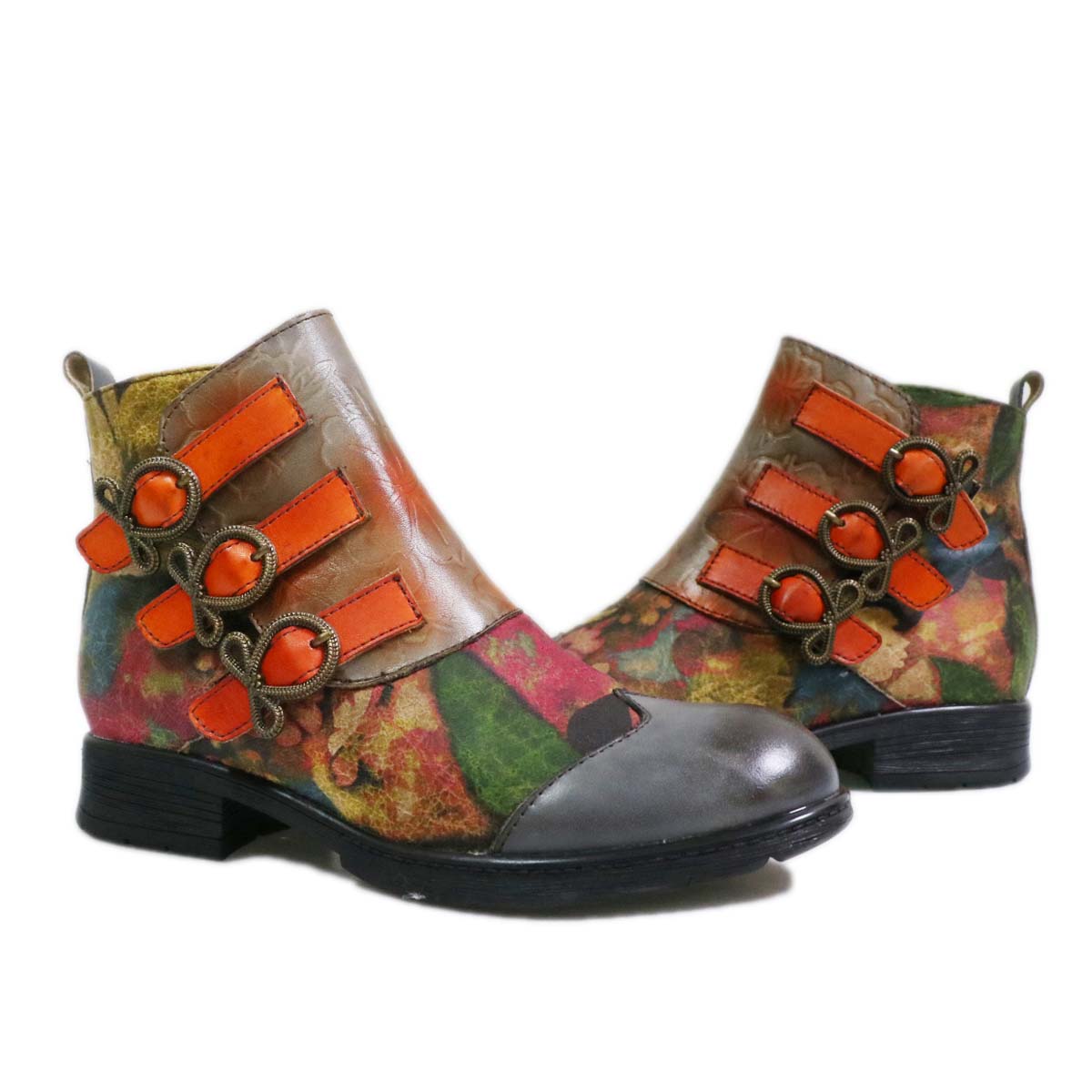 Genuine Leather Hand Painted Flat Boots – product view 4