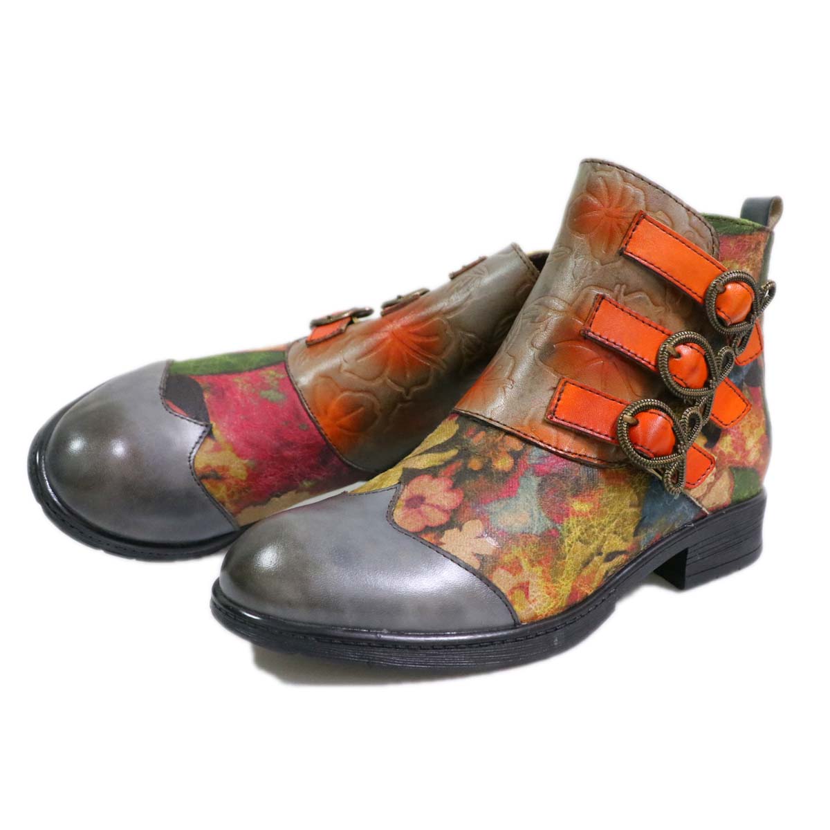 Genuine Leather Hand Painted Flat Boots – product view 3