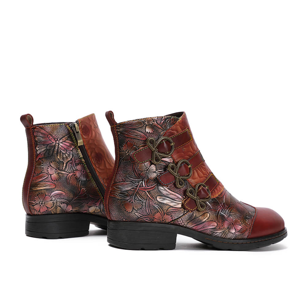 Genuine Leather Hand Painted Flat Boots – product view 16
