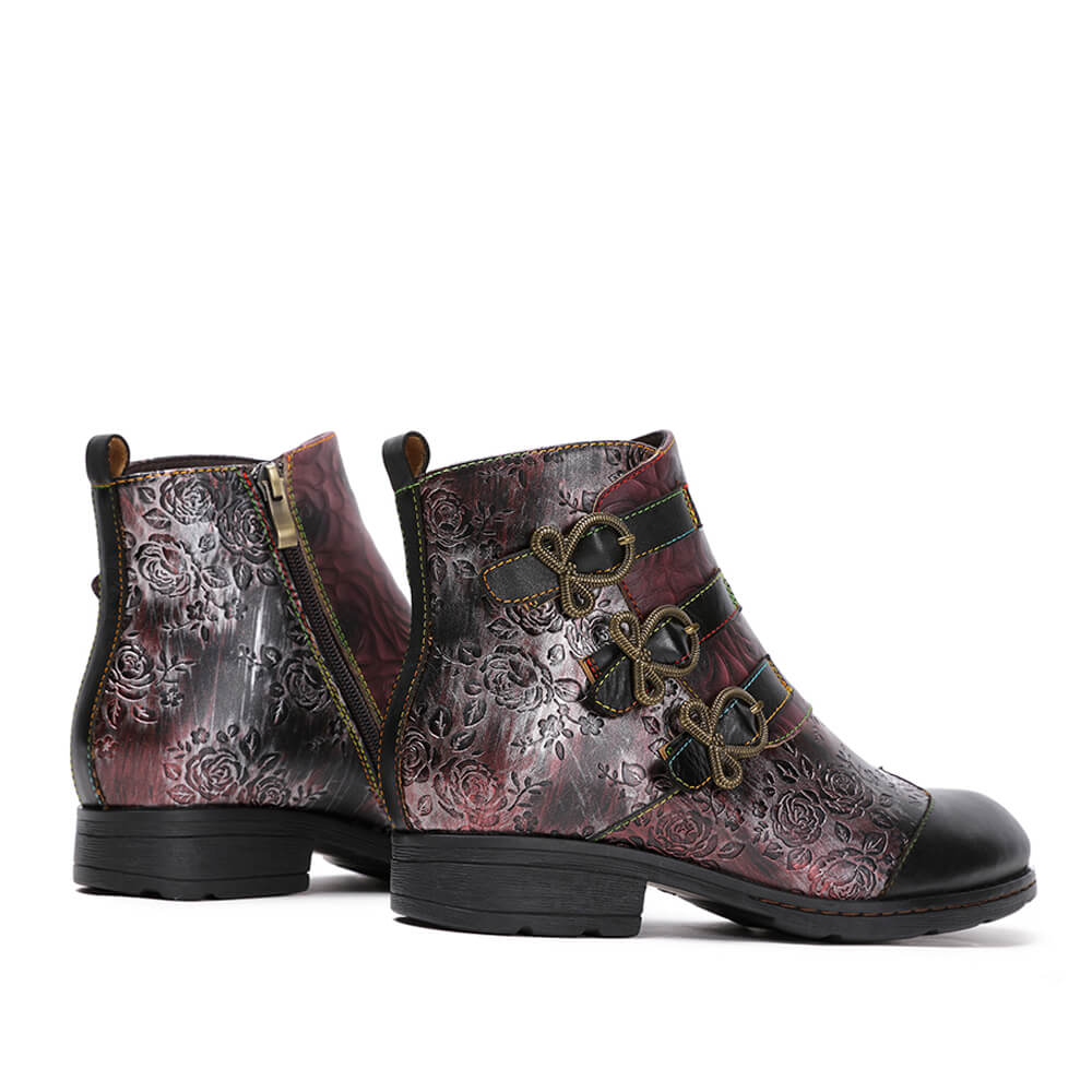 Genuine Leather Hand Painted Flat Boots – product view 10