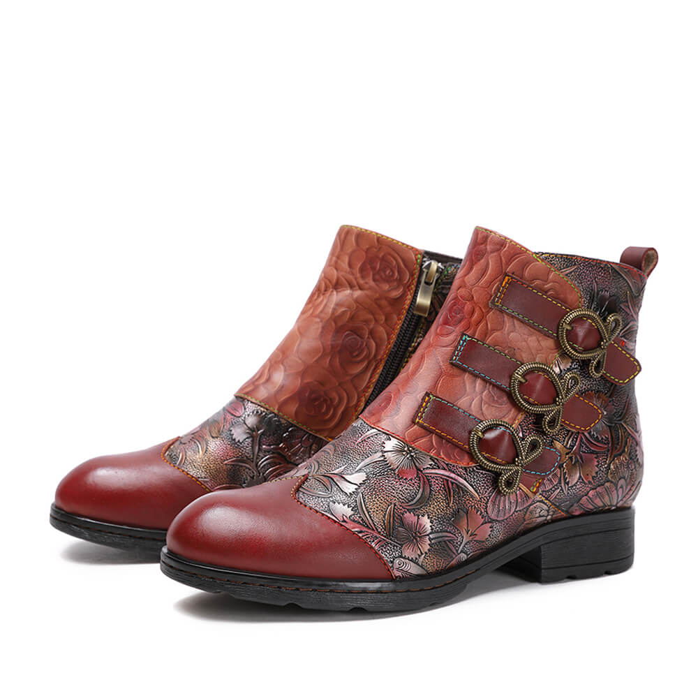 Genuine Leather Hand Painted Flat Boots – product view 17