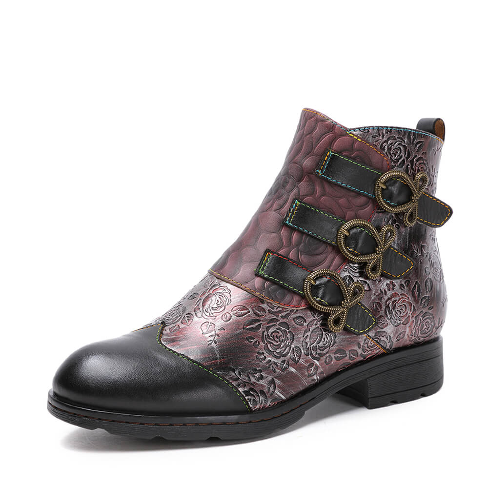 Genuine Leather Hand Painted Flat Boots – product view 11