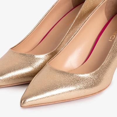 Vinci Leather The Brunello Gold Leather Pump Women Shoe – product view 3