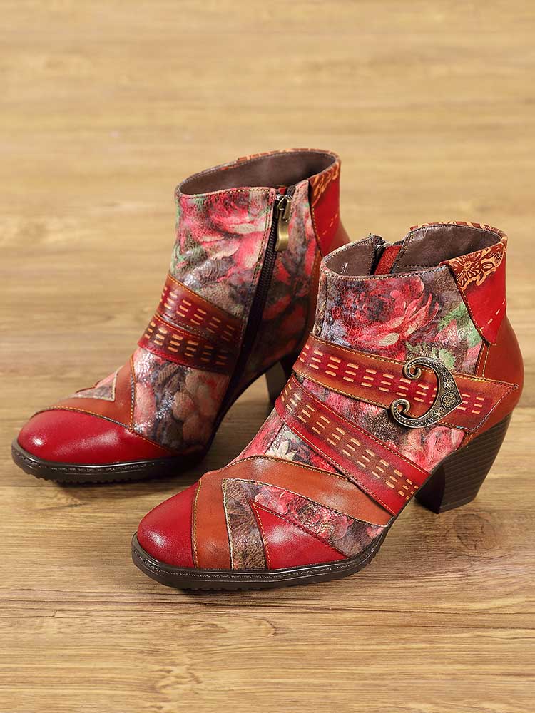 Annika Flower Handmade Leather Ankle Boots – product view 10