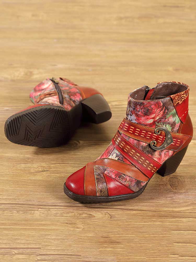 Annika Flower Handmade Leather Ankle Boots – product view 11
