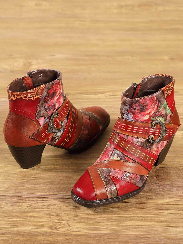 Annika Flower Handmade Leather Ankle Boots – product view 14