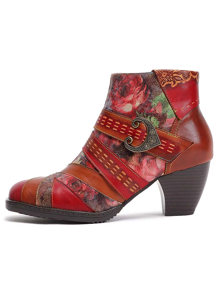 Annika Flower Handmade Leather Ankle Boots – product view 3