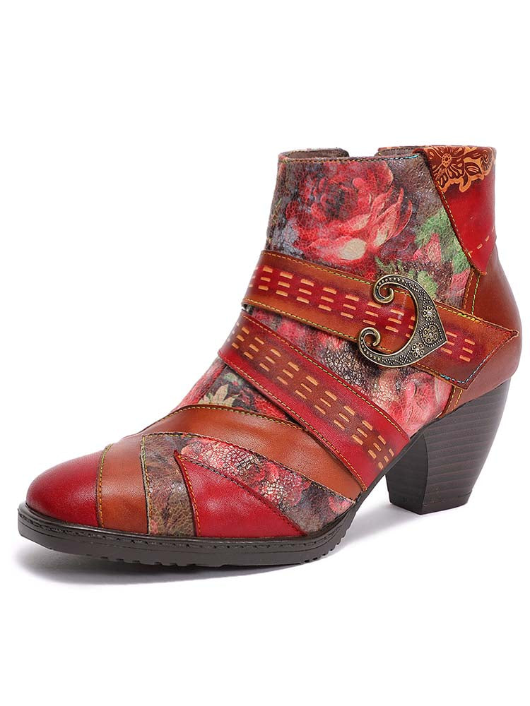 Annika Flower Handmade Leather Ankle Boots – product view 1