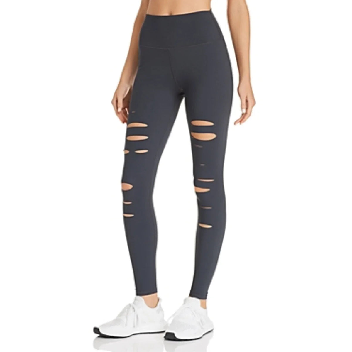 Alo Yoga High-Waist Ripped Warrior Womens Leggings — Anthracite
