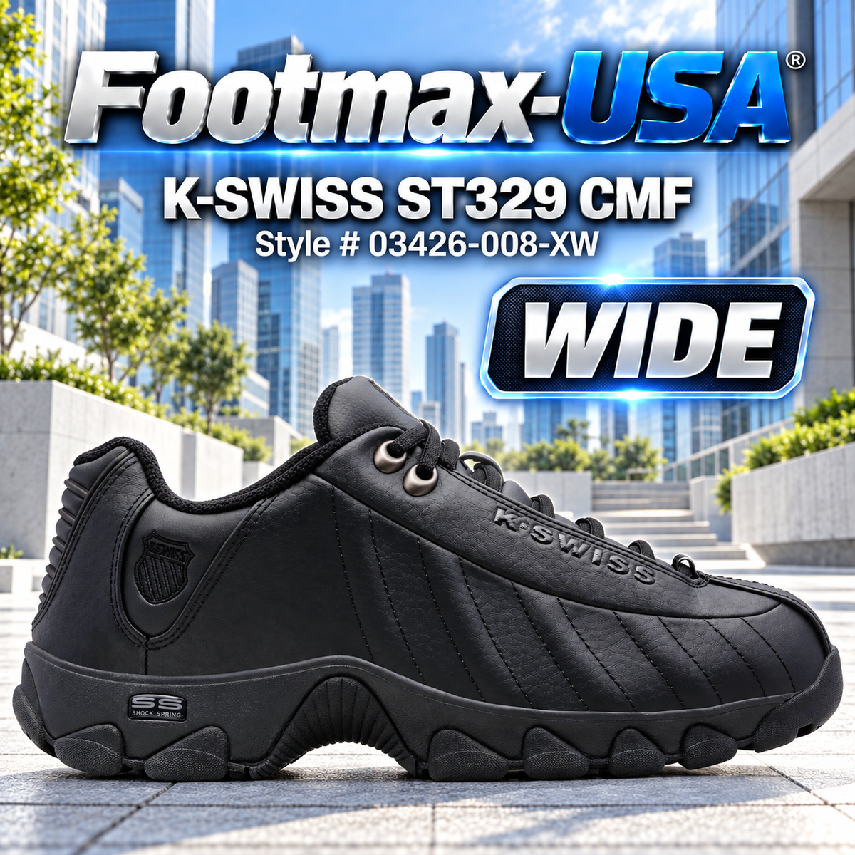 K-Swiss St329 Cmf - 03426-008-Xw (Wide) Black — product view 1