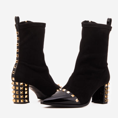 Vinci Leather The Amethyst Studded Black Suede Leather Women’s Boot – product view 3