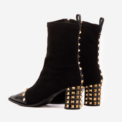 Vinci Leather The Amethyst Studded Black Suede Leather Women’s Boot – product view 4