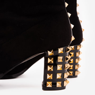 Vinci Leather The Amethyst Studded Black Suede Leather Women’s Boot – product view 5
