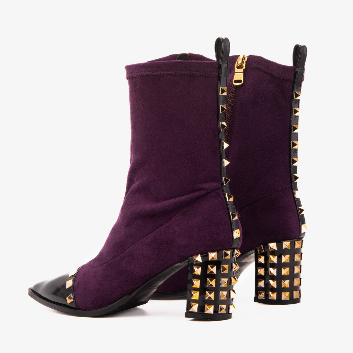 Vinci Leather The Amethyst Studded Deep Purple Suede Leather Women’s Boot – product view 4