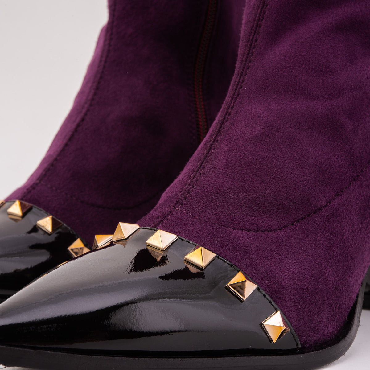 Vinci Leather The Amethyst Studded Deep Purple Suede Leather Women’s Boot – product view 3