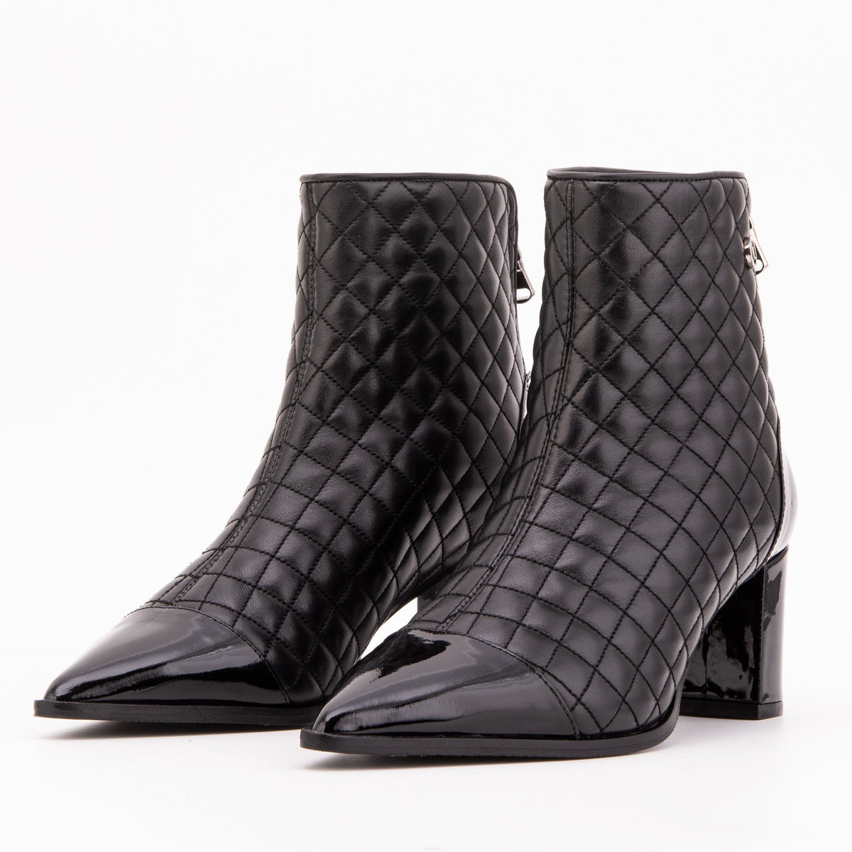 Vinci Leather The Celeste Black Tip Quilted Leather Women’s Boot – product view 2