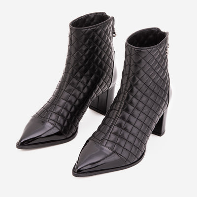 The Celeste Black Tip Quilted Leather Women’s Boot