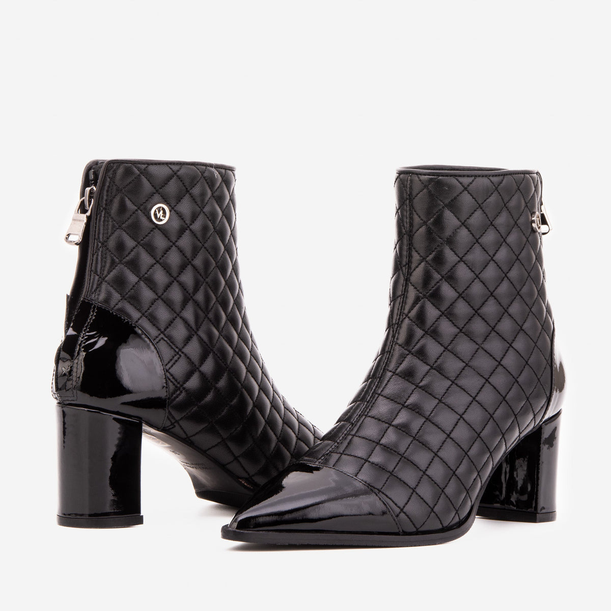Vinci Leather The Celeste Black Tip Quilted Leather Women’s Boot – product view 5