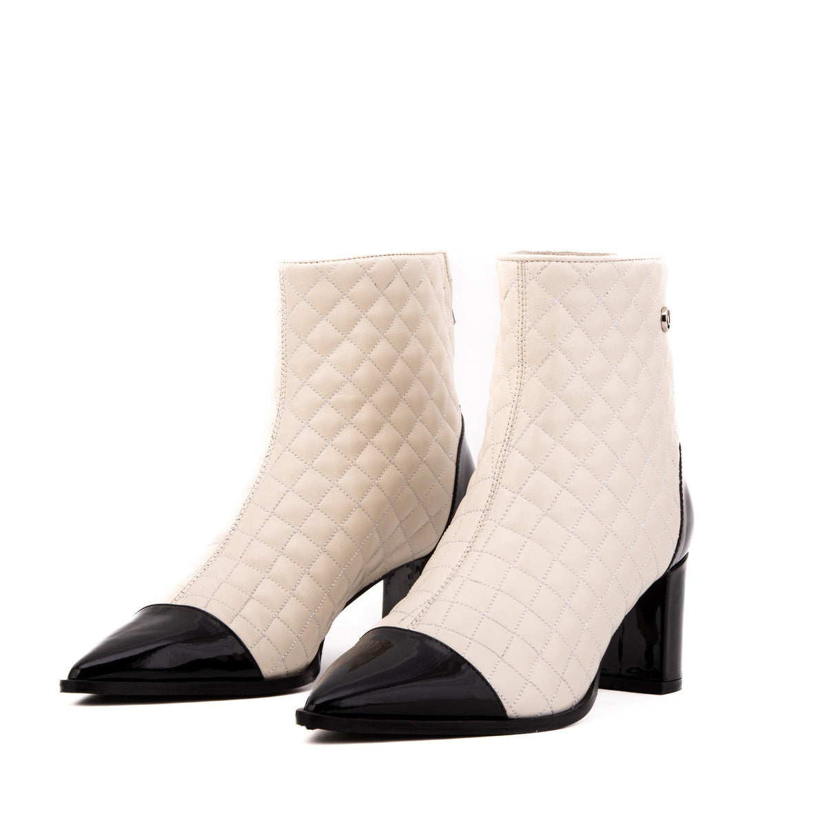 Vinci Leather The Celeste Cream & Black Quilted Leather Women’s Boot – product view 2