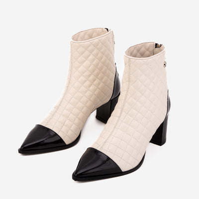 Vinci Leather The Celeste Cream & Black Quilted Leather Women’s Boot – product view 6