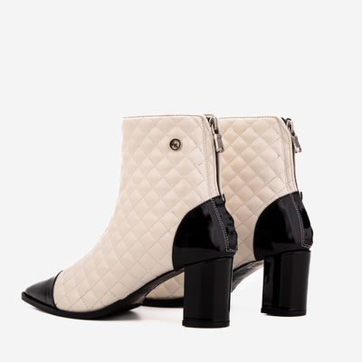 Vinci Leather The Celeste Cream & Black Quilted Leather Women’s Boot – product view 4