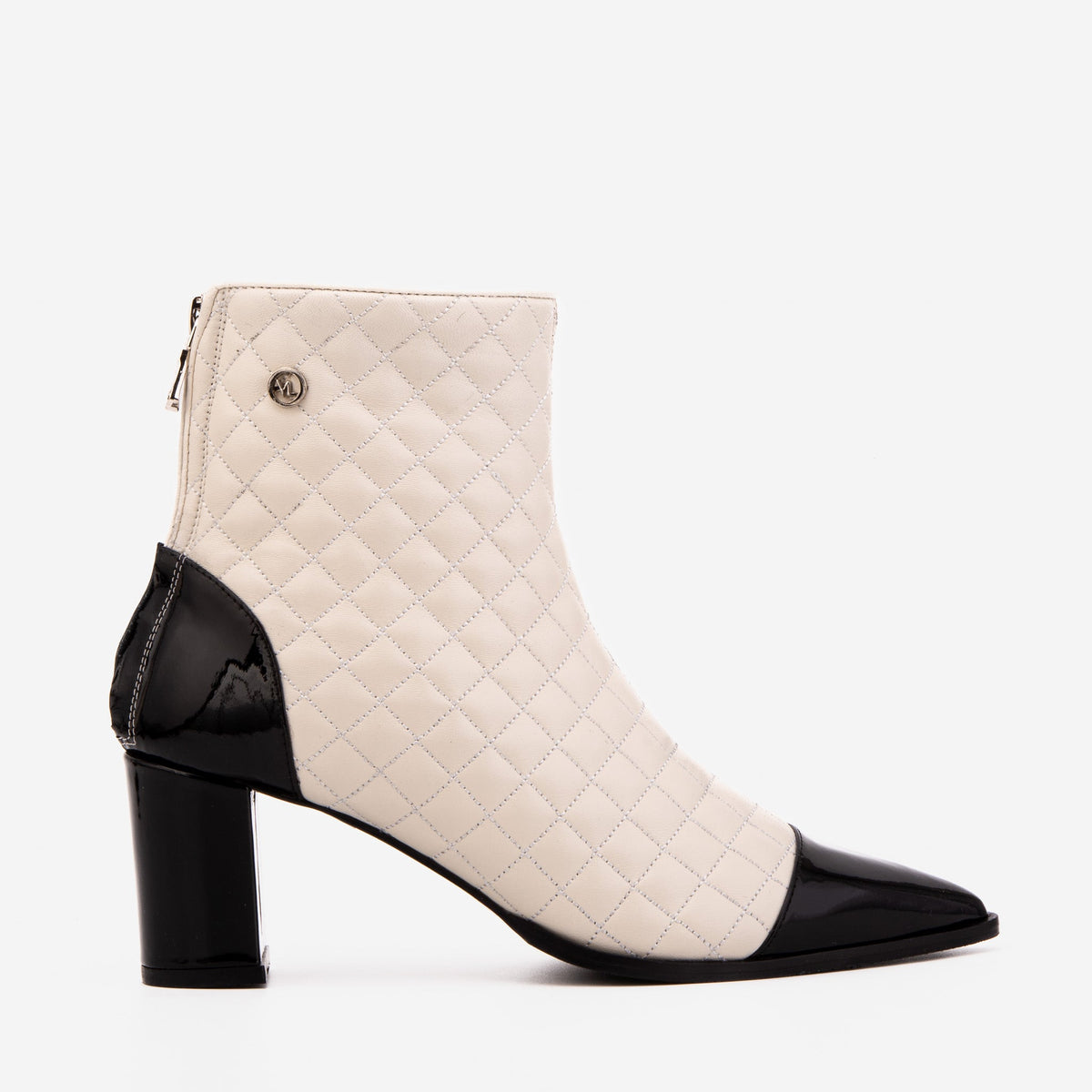 Vinci Leather The Celeste Cream & Black Quilted Leather Women’s Boot – product view 1