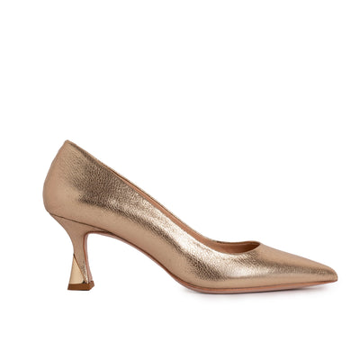 Vinci Leather The Brunello Gold Leather Pump Women Shoe – product view 1