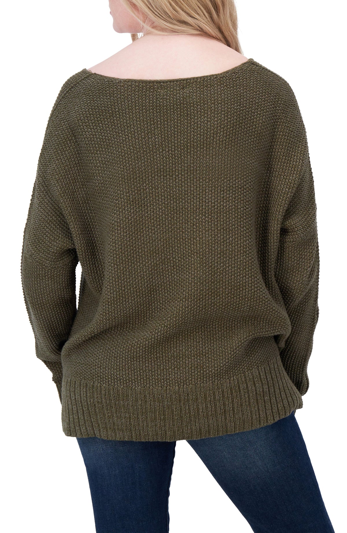 [7WP5056-343] WOMENS LUCKY BRAND SPRING WEIGHT V NECK PULLOVER - OLIVE – product view 2