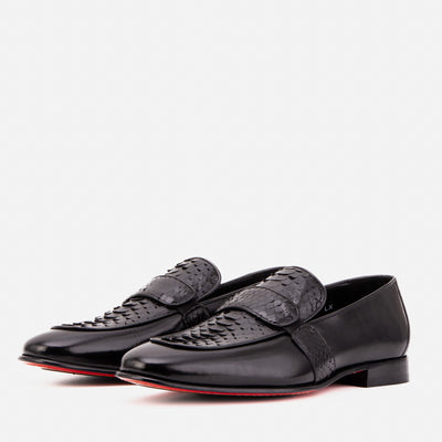 The Dorian Black Python & Baby Buffalo Leather Loafer Men Shoe