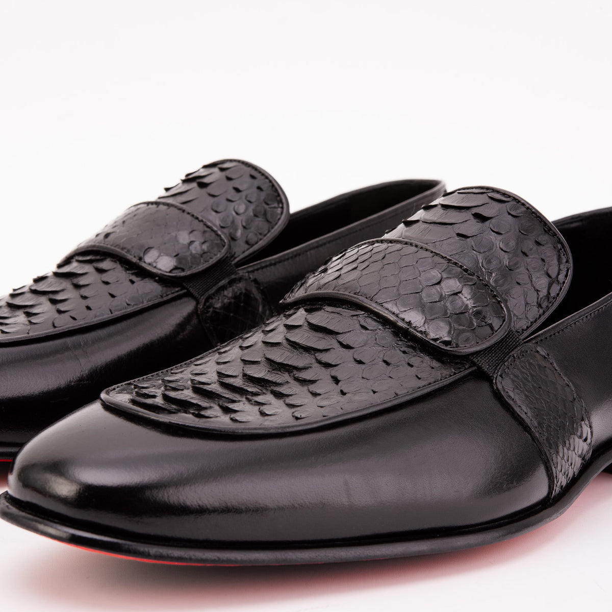 The Dorian Black Python & Baby Buffalo Leather Loafer Men Shoe