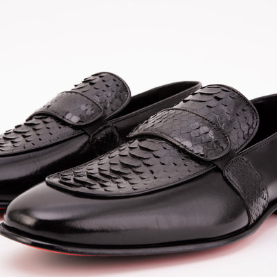 The Dorian Black Python & Baby Buffalo Leather Loafer Men Shoe