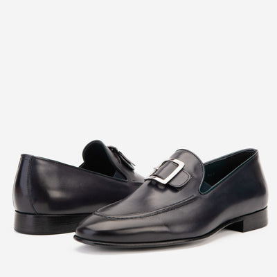 The Astoria Navy Buffalo Leather Men’s Loafer