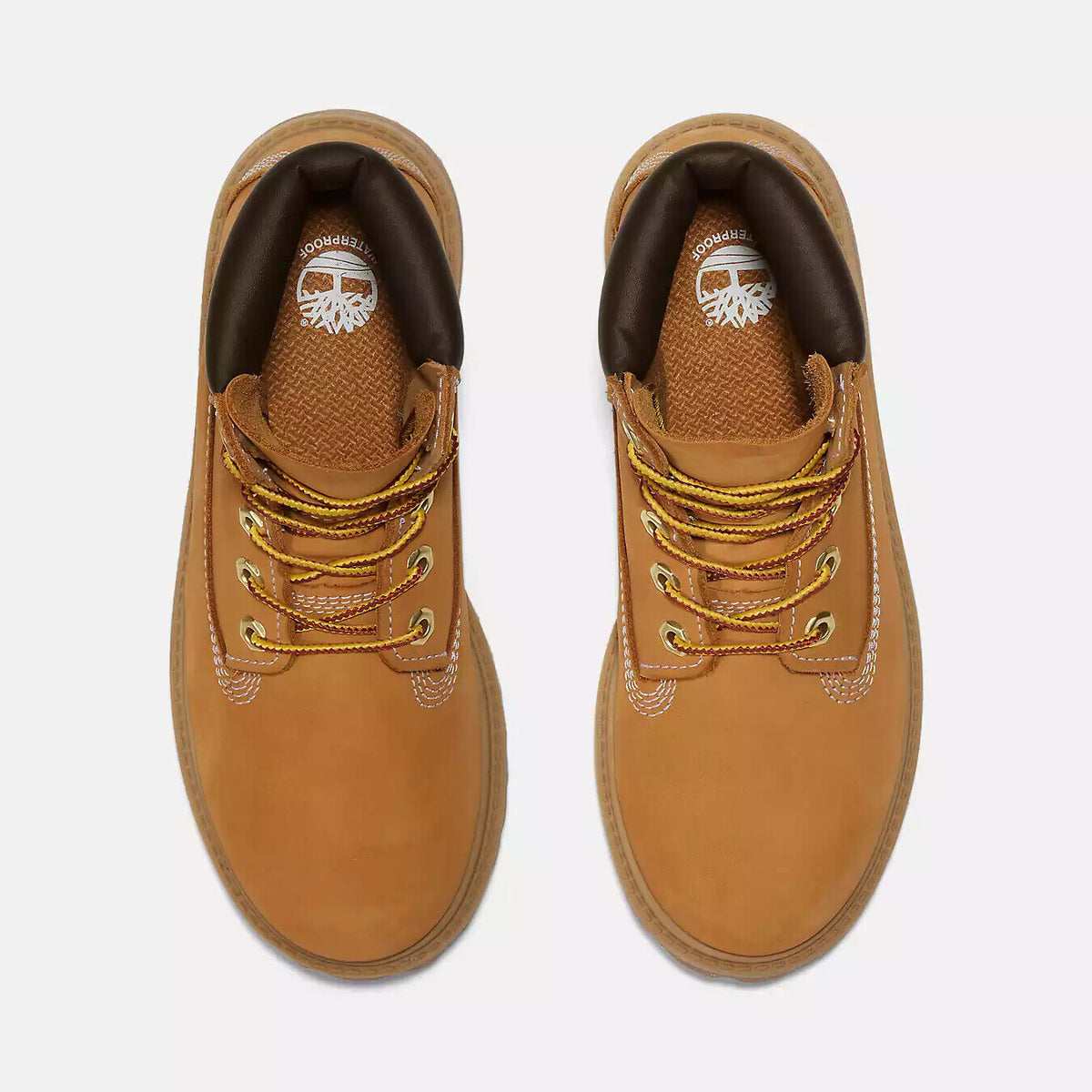 Timberland 6-Inch Premium Waterproof Big Kids' (GS) Boots — Wheat Nubuck (12909W)