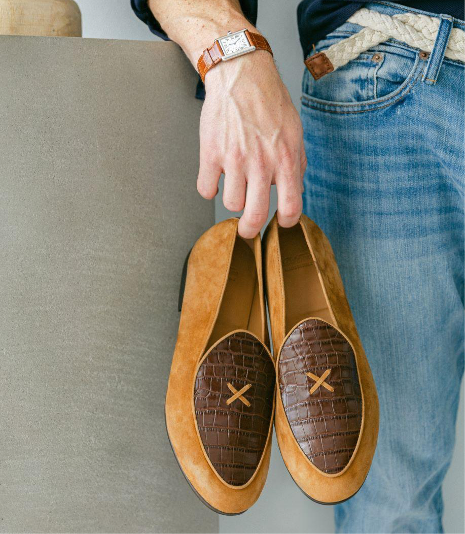 Del Toro Shoes Men's Cognac Croc Milano Loafer