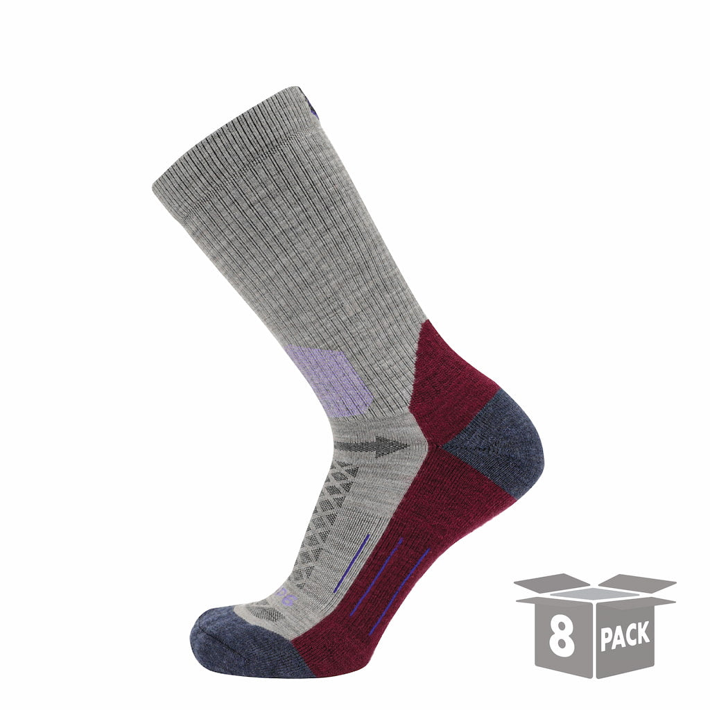 8 Pairs Berry   Hike Crew Midweight Merino Wool Sock