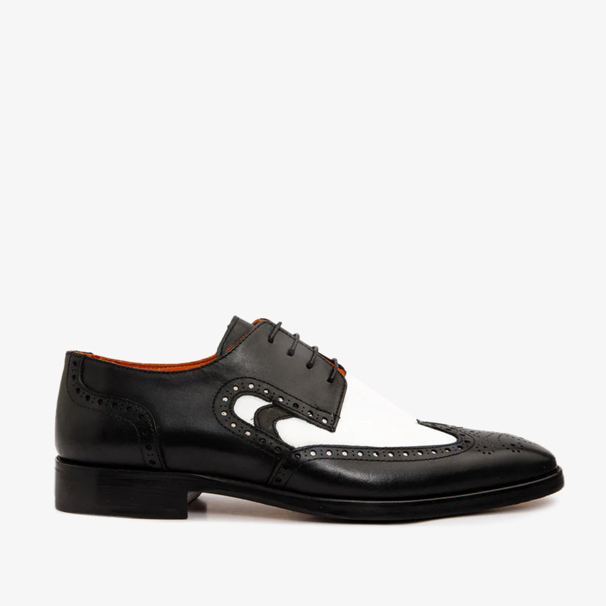 Vinci Leather The Neiva Black & White Wingtip Semi Brogue Derby Men Shoe – product view 1