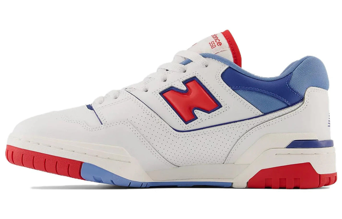 New Balance 550 Men's Sneakers — True Red/White Leather Low-Top